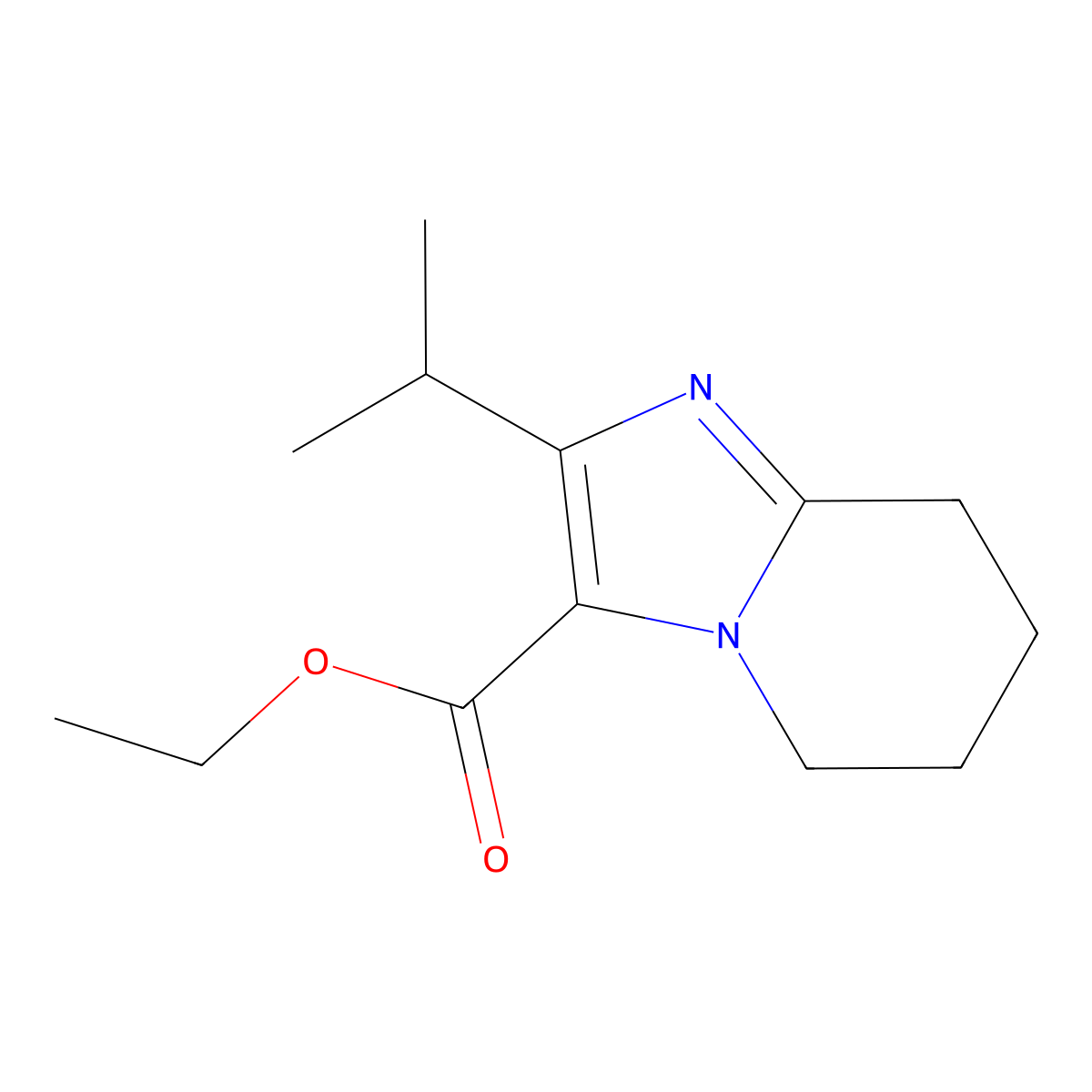 Ethyl 2-(propan-2-yl)-5H,6H,7H,8H-imidazo[1,2-a]pyridine-3-carboxylate molecular structure, CAS 2059970-29-3