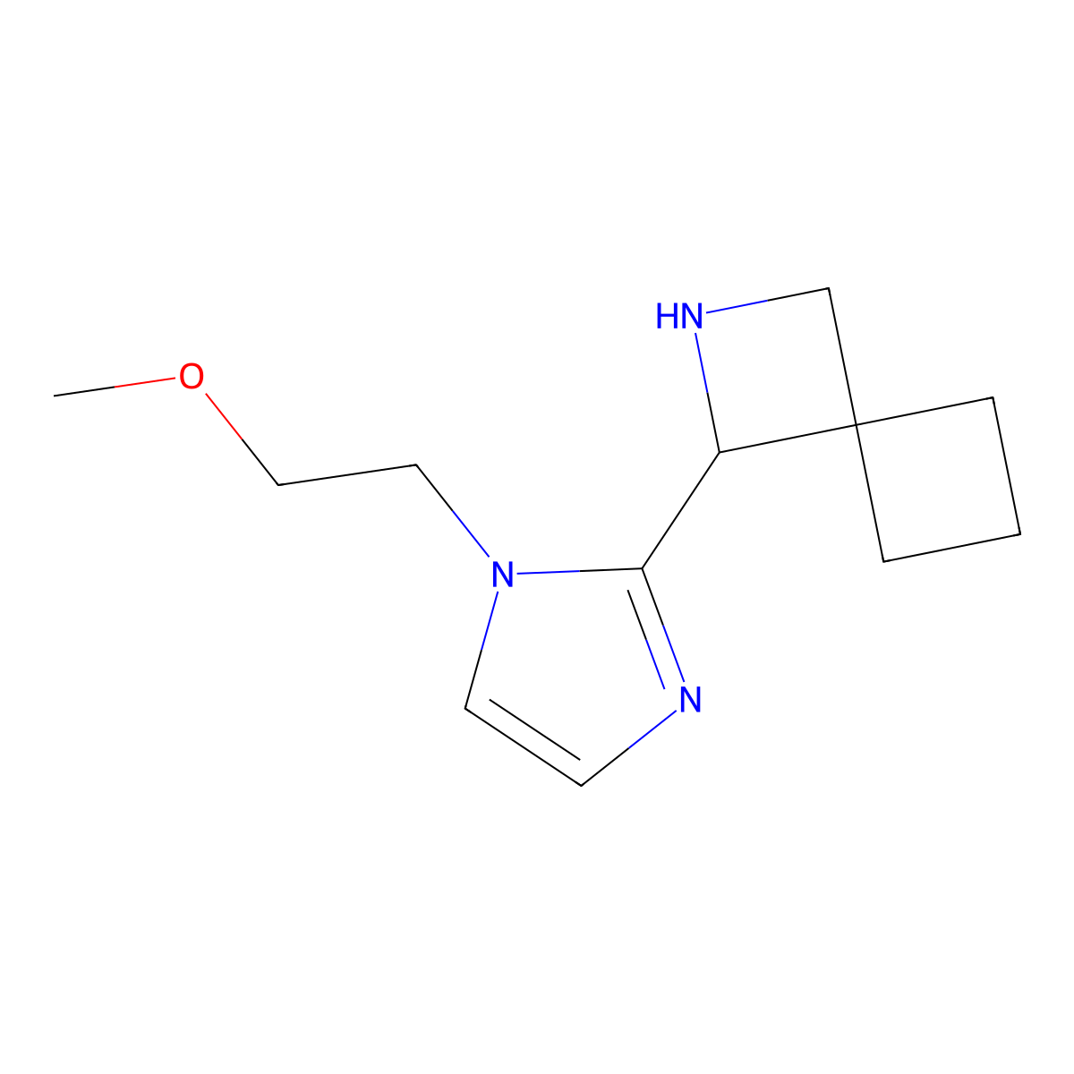 1-[1-(2-Methoxyethyl)-1H-imidazol-2-yl]-2-azaspiro[3.3]heptane molecular structure, CAS 2059970-30-6