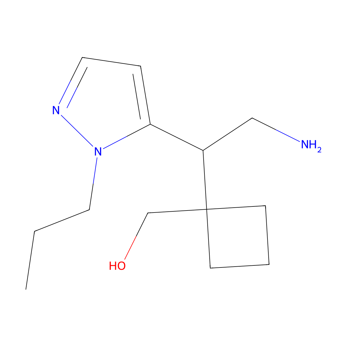 {1-[2-amino-1-(1-propyl-1H-pyrazol-5-yl)ethyl]cyclobutyl}methanol molecular structure, CAS 2059970-44-2