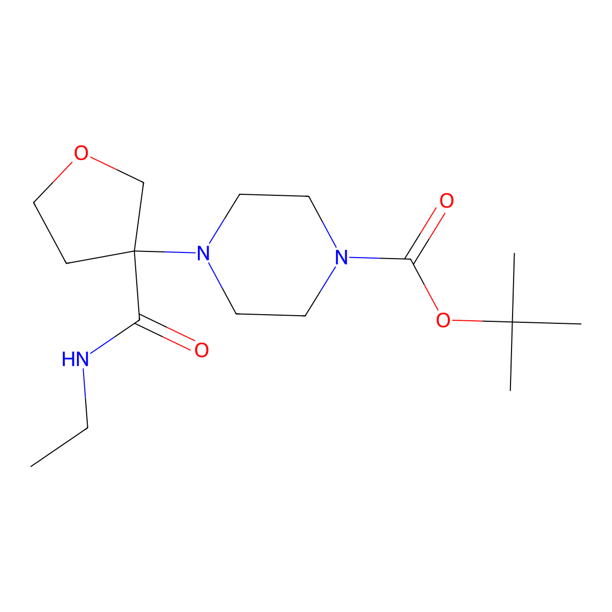 tert-Butyl 4-[3-(ethylcarbamoyl)oxolan-3-yl]piperazine-1-carboxylate molecular structure, CAS 2059970-45-3