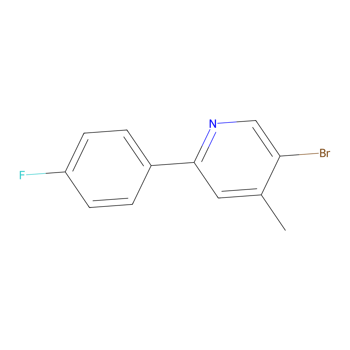 5-Bromo-2-(4-fluorophenyl)-4-methylpyridine molecular structure, CAS 2059970-61-3