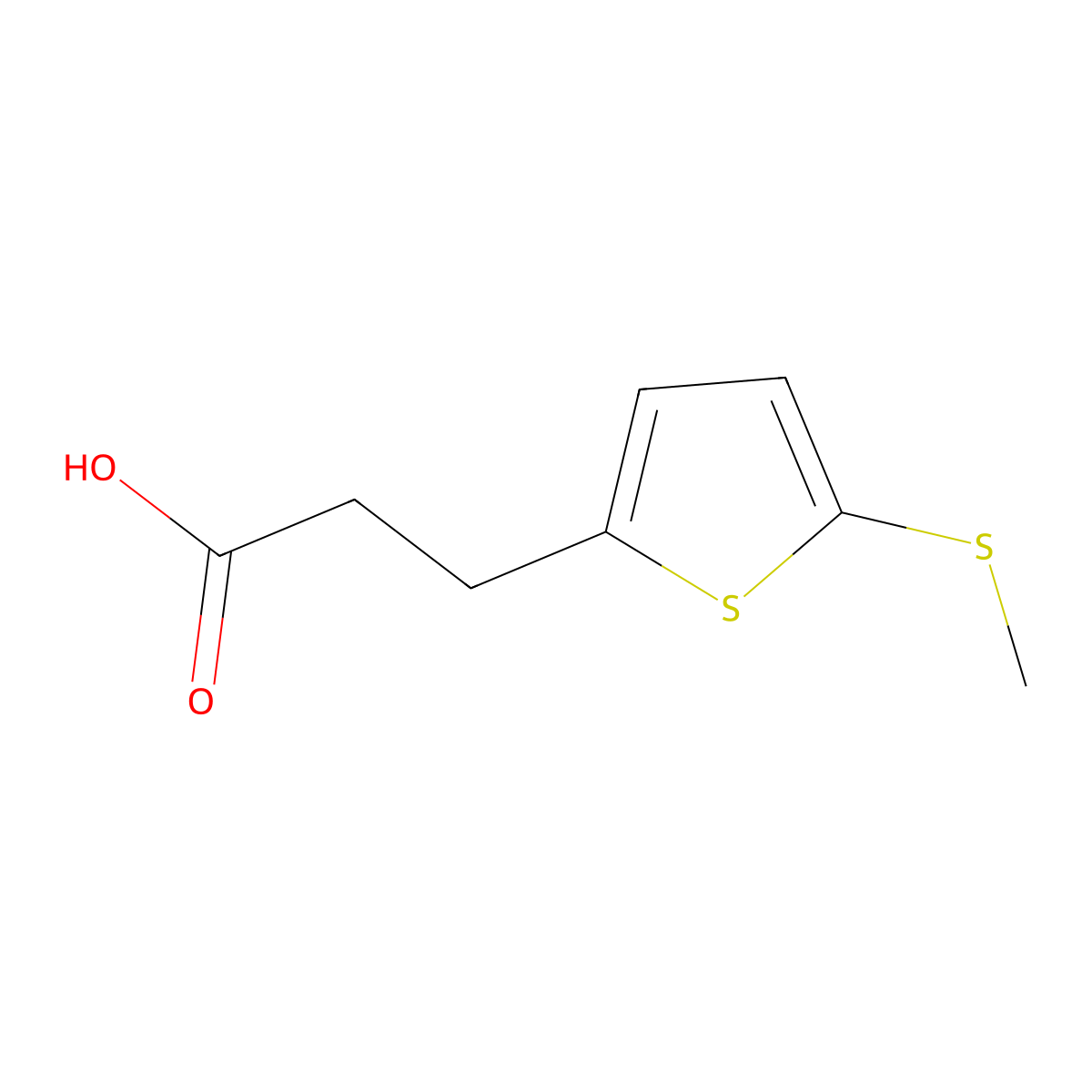 3-[5-(Methylsulfanyl)thiophen-2-yl]propanoic acid molecular structure, CAS 2059970-65-7