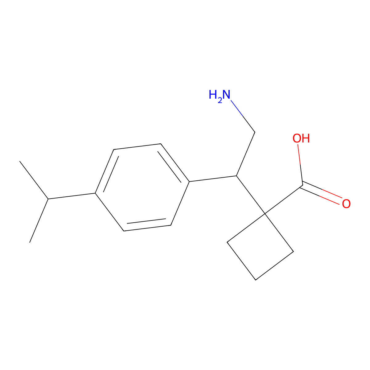 1-{2-Amino-1-[4-(propan-2-yl)phenyl]ethyl}cyclobutane-1-carboxylic acid molecular structure, CAS 2059970-71-5
