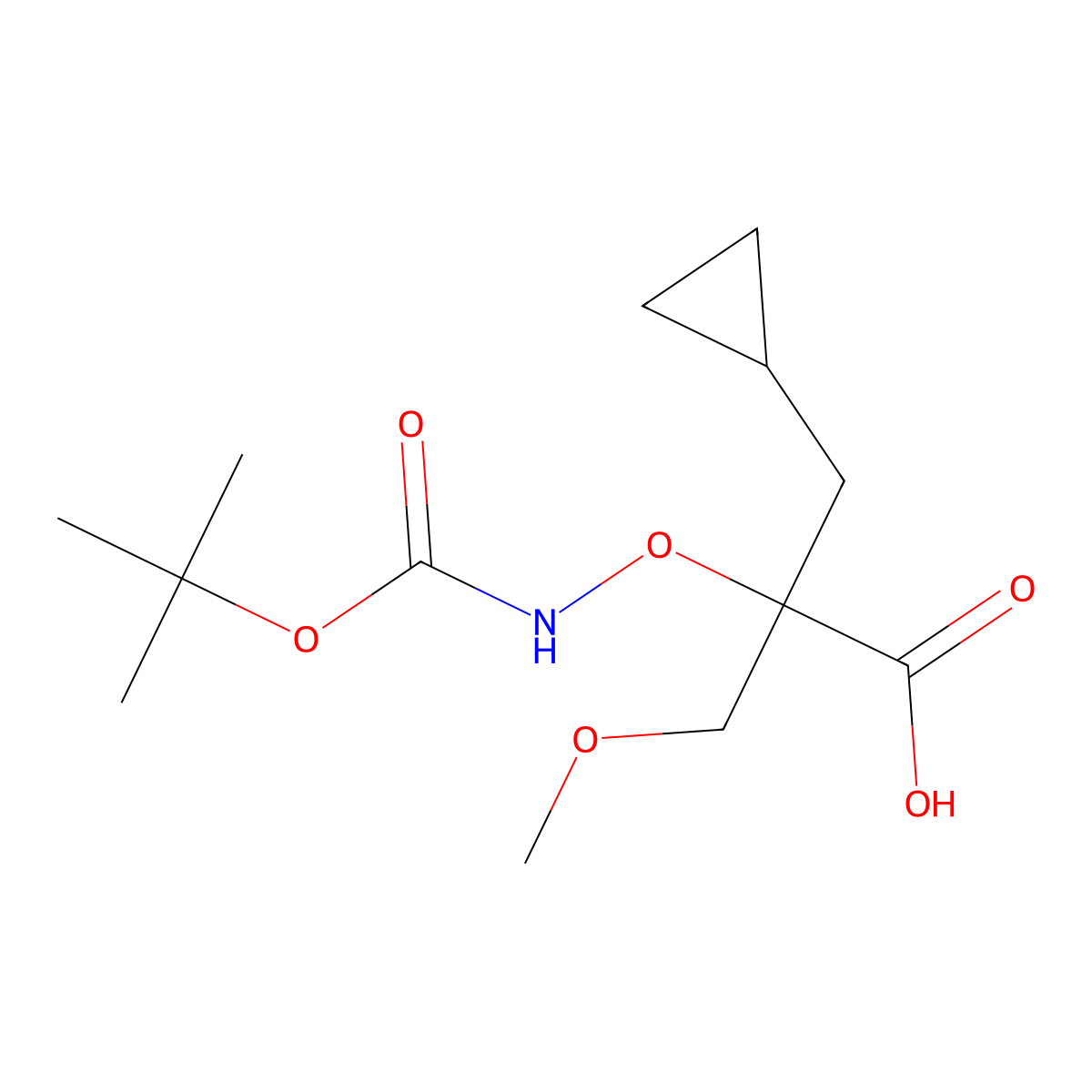2-({[(Tert-butoxy)carbonyl]amino}oxy)-2-(cyclopropylmethyl)-3-methoxypropanoic acid molecular structure, CAS 2059970-82-8