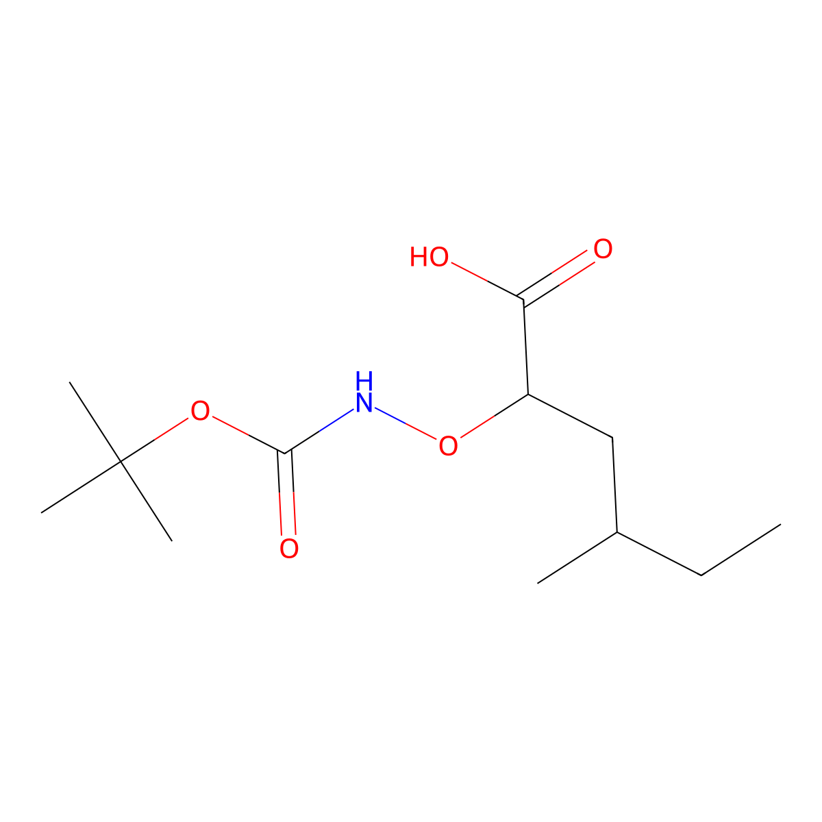2-({[(Tert-butoxy)carbonyl]amino}oxy)-4-methylhexanoic acid molecular structure, CAS 2059970-88-4