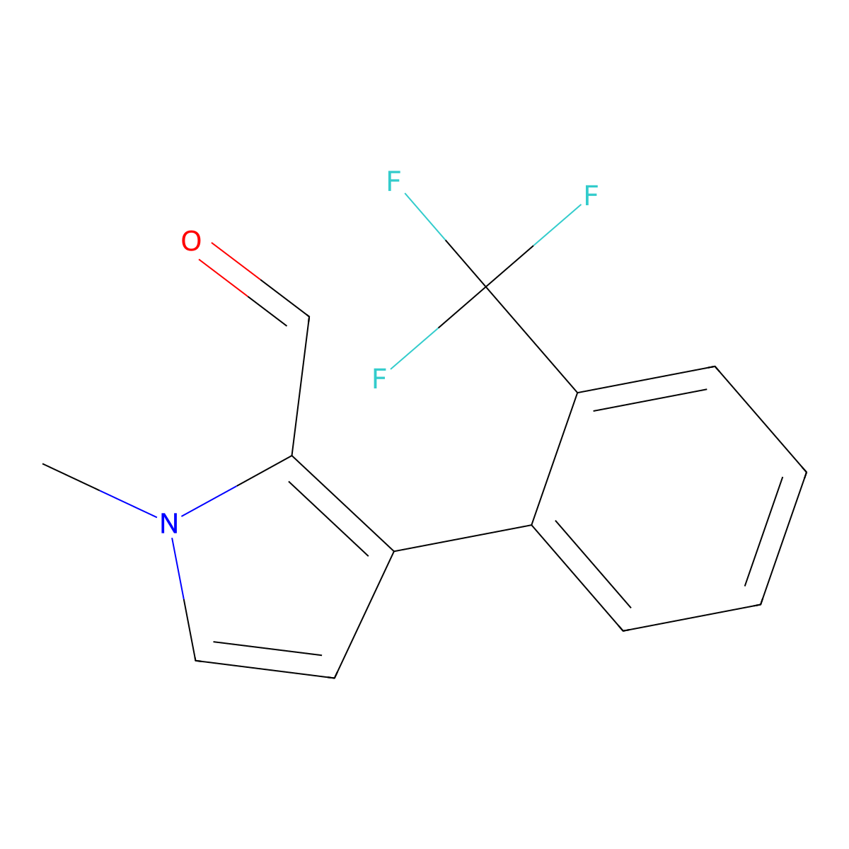 1-Methyl-3-[2-(trifluoromethyl)phenyl]-1H-pyrrole-2-carbaldehyde molecular structure, CAS 2059970-90-8