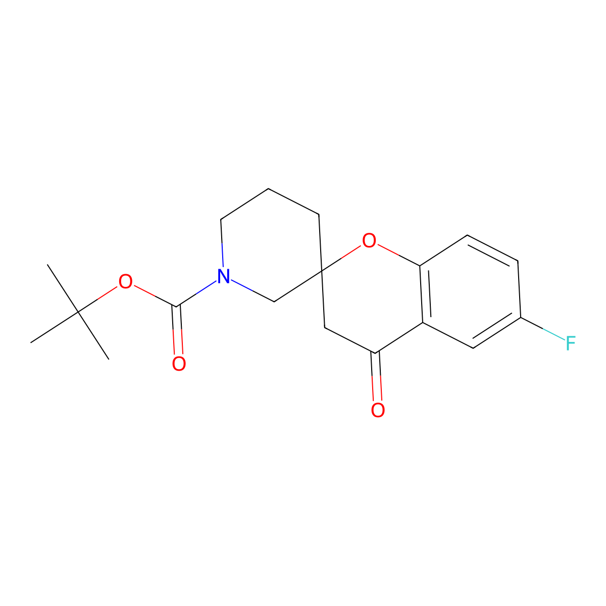 tert-Butyl 6-fluoro-4-oxo-3,4-dihydrospiro[1-benzopyran-2,3'-piperidine]-1'-carboxylate molecular structure, CAS 2059970-91-9