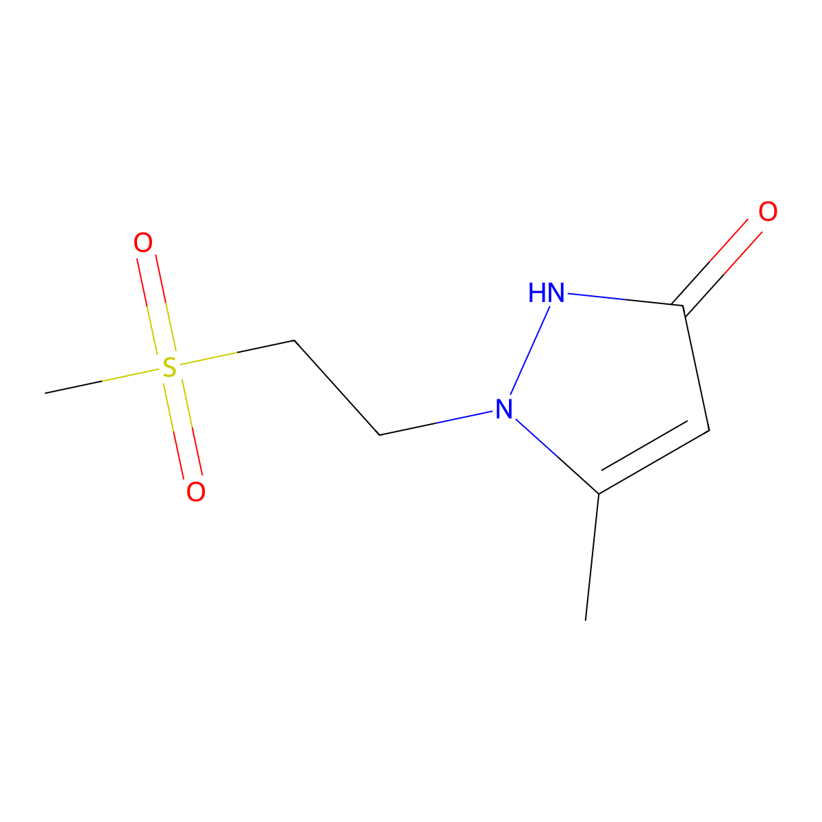 1-(2-methanesulfonylethyl)-5-methyl-1H-pyrazol-3-ol molecular structure, CAS 2059970-93-1