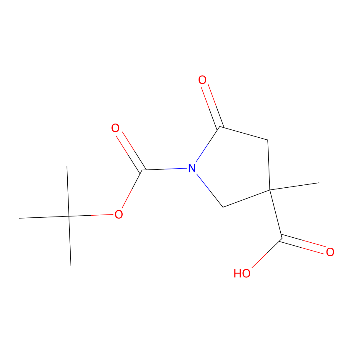 1-[(tert-Butoxy)carbonyl]-3-methyl-5-oxopyrrolidine-3-carboxylic acid molecular structure, CAS 2059971-08-1