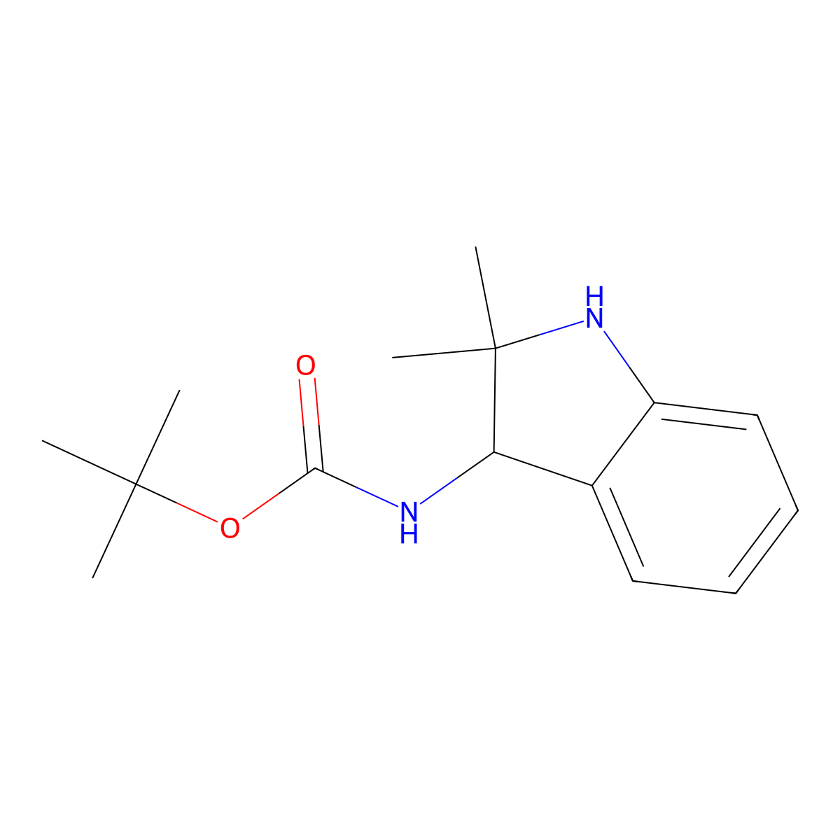 tert-butyl N-(2,2-dimethyl-2,3-dihydro-1H-indol-3-yl)carbamate molecular structure, CAS 2059971-09-2
