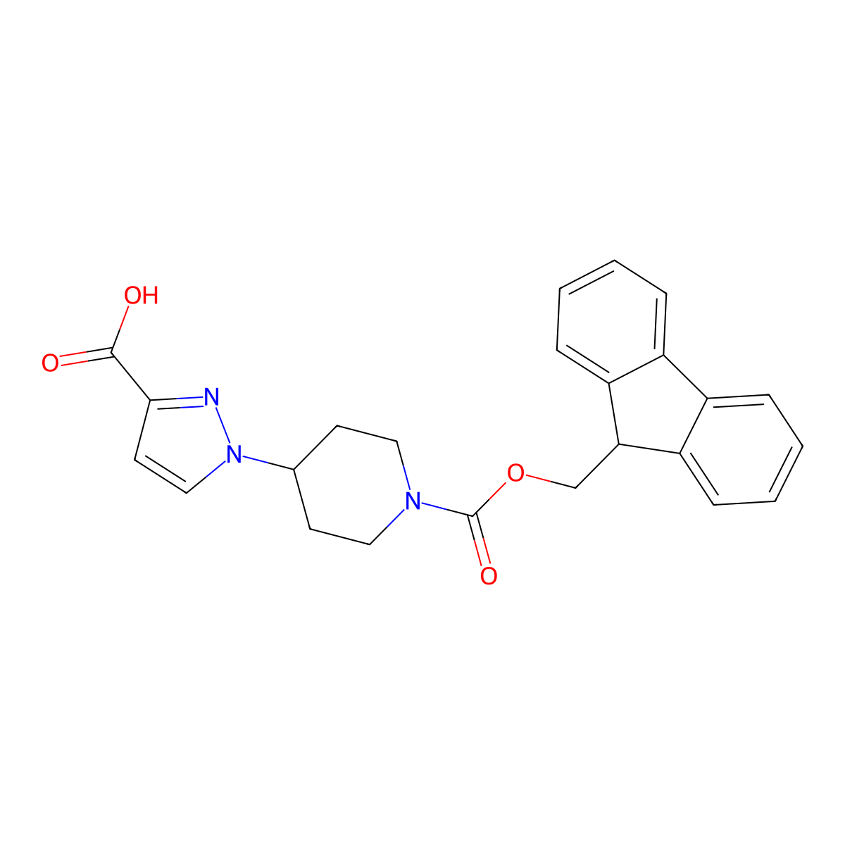 1-(1-{[(9H-fluoren-9-yl)methoxy]carbonyl}piperidin-4-yl)-1H-pyrazole-3-carboxylic acid molecular structure, CAS 2059971-10-5
