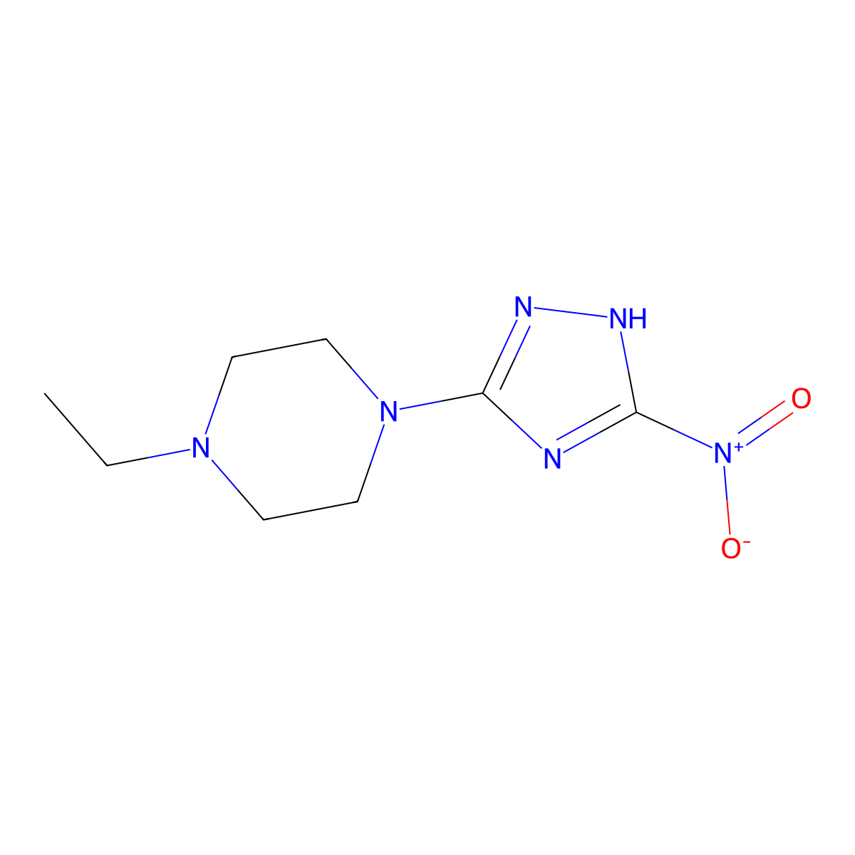 1-Ethyl-4-(5-nitro-4H-1,2,4-triazol-3-yl)piperazine molecular structure, CAS 2059971-12-7