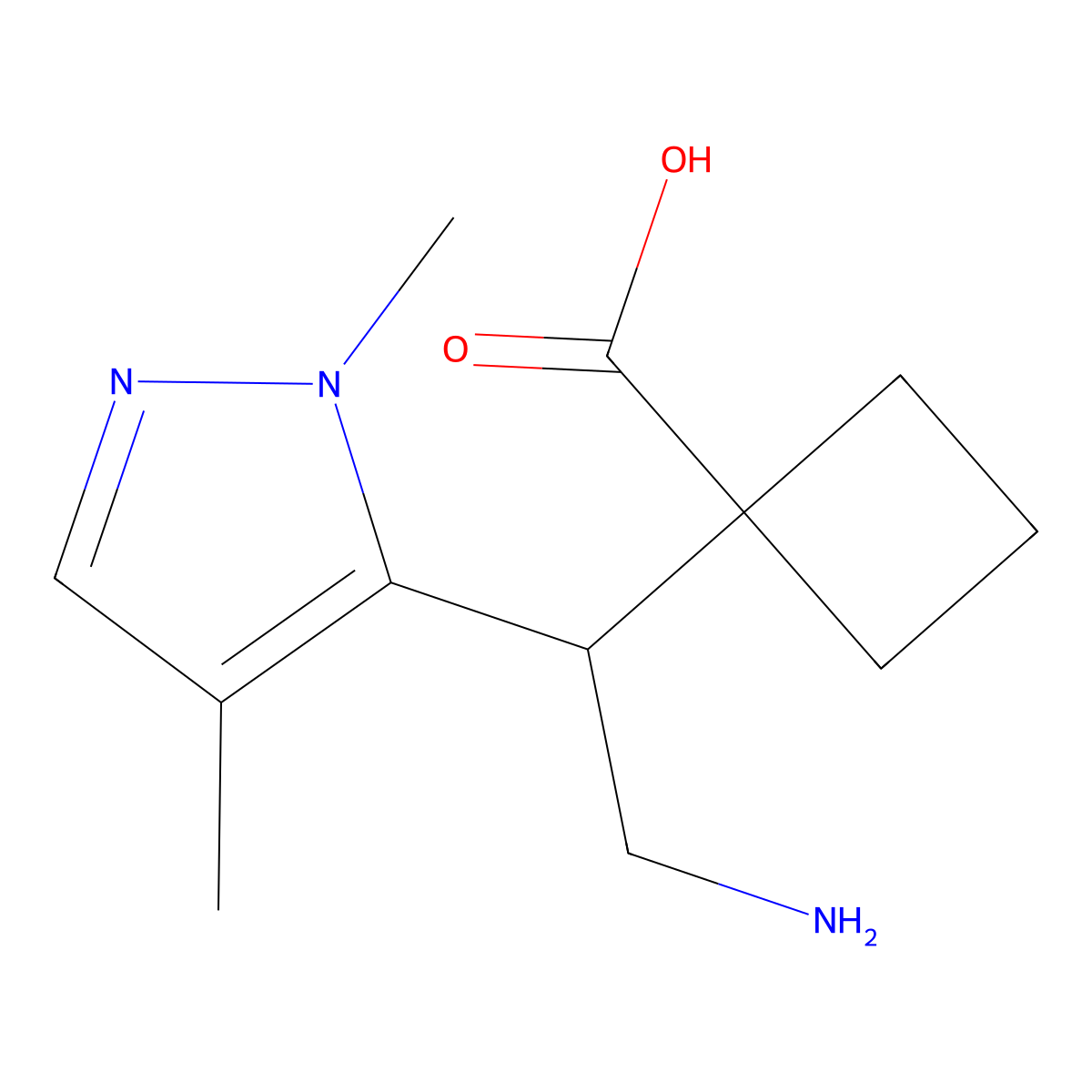 1-[2-Amino-1-(1,4-dimethyl-1H-pyrazol-5-yl)ethyl]cyclobutane-1-carboxylic acid molecular structure, CAS 2059971-15-0