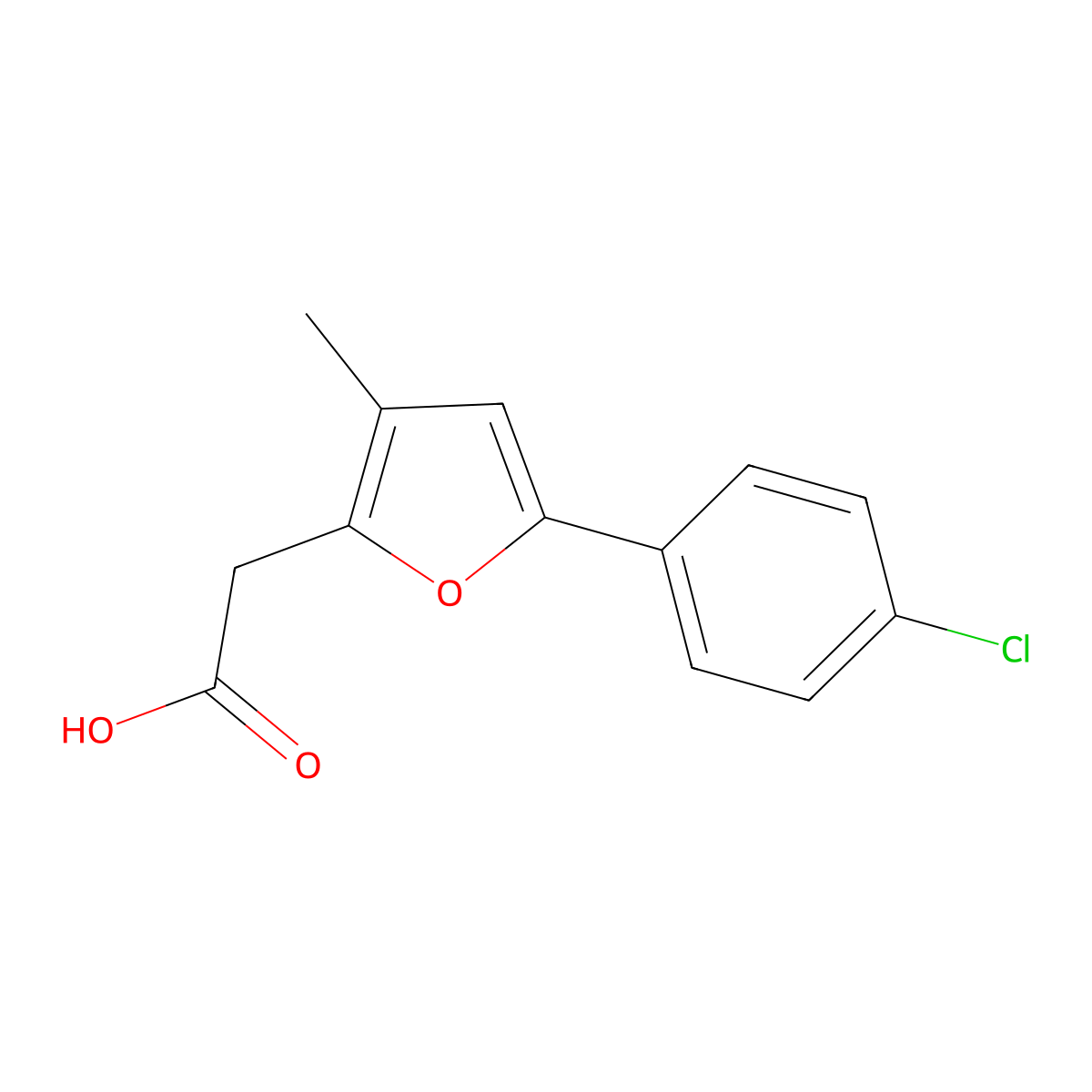 2-[5-(4-Chlorophenyl)-3-methylfuran-2-yl]acetic acid molecular structure, CAS 2059971-44-5