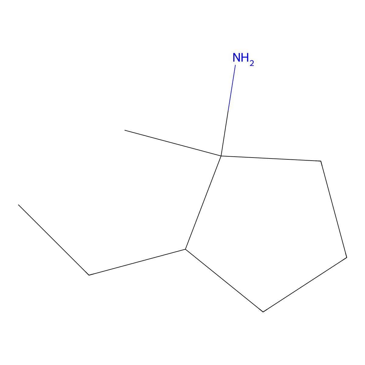 2-Ethyl-1-methylcyclopentan-1-amine molecular structure, CAS 2059971-47-8