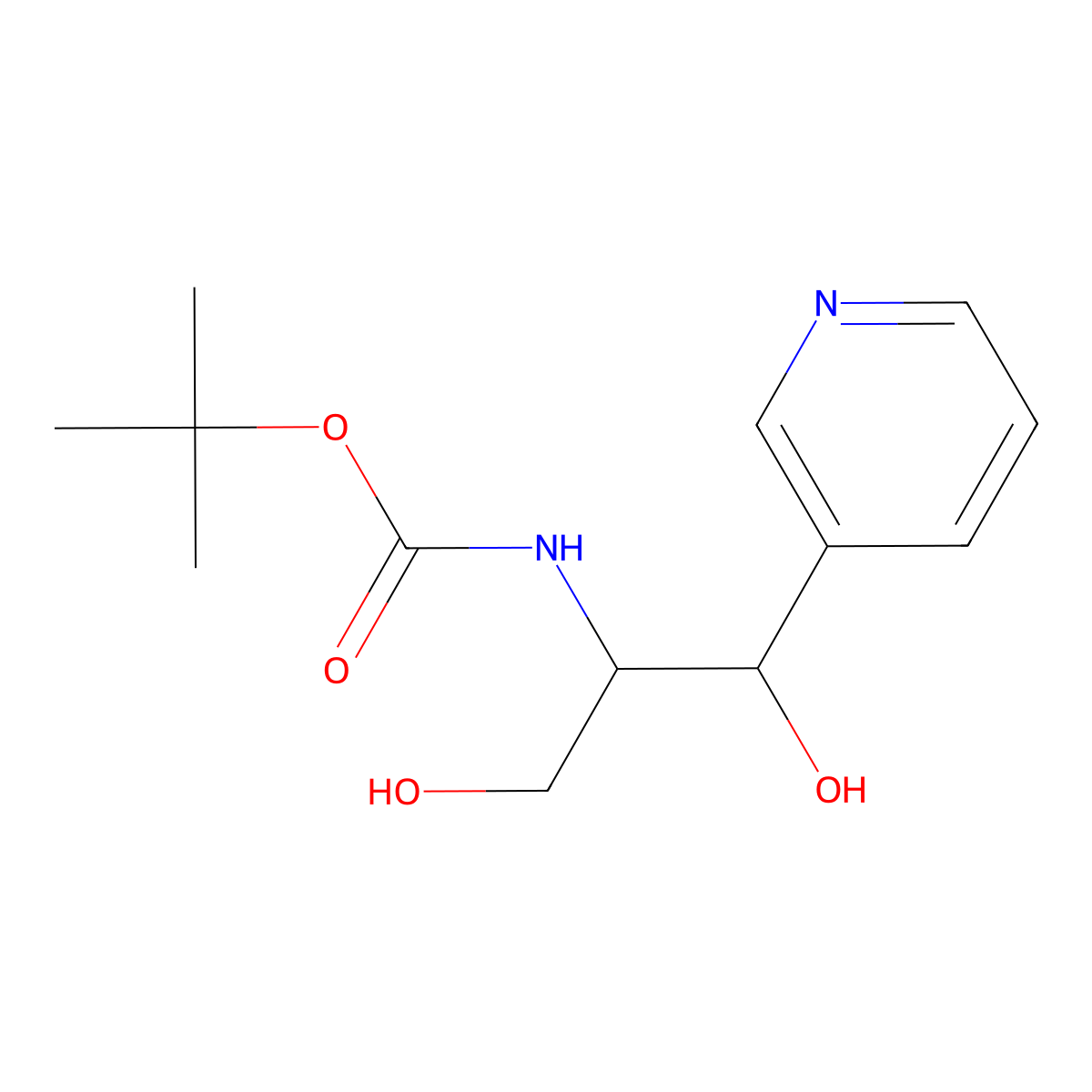 Tert-butyl N-[1,3-dihydroxy-1-(pyridin-3-YL)propan-2-YL]carbamate molecular structure, CAS 2059971-51-4