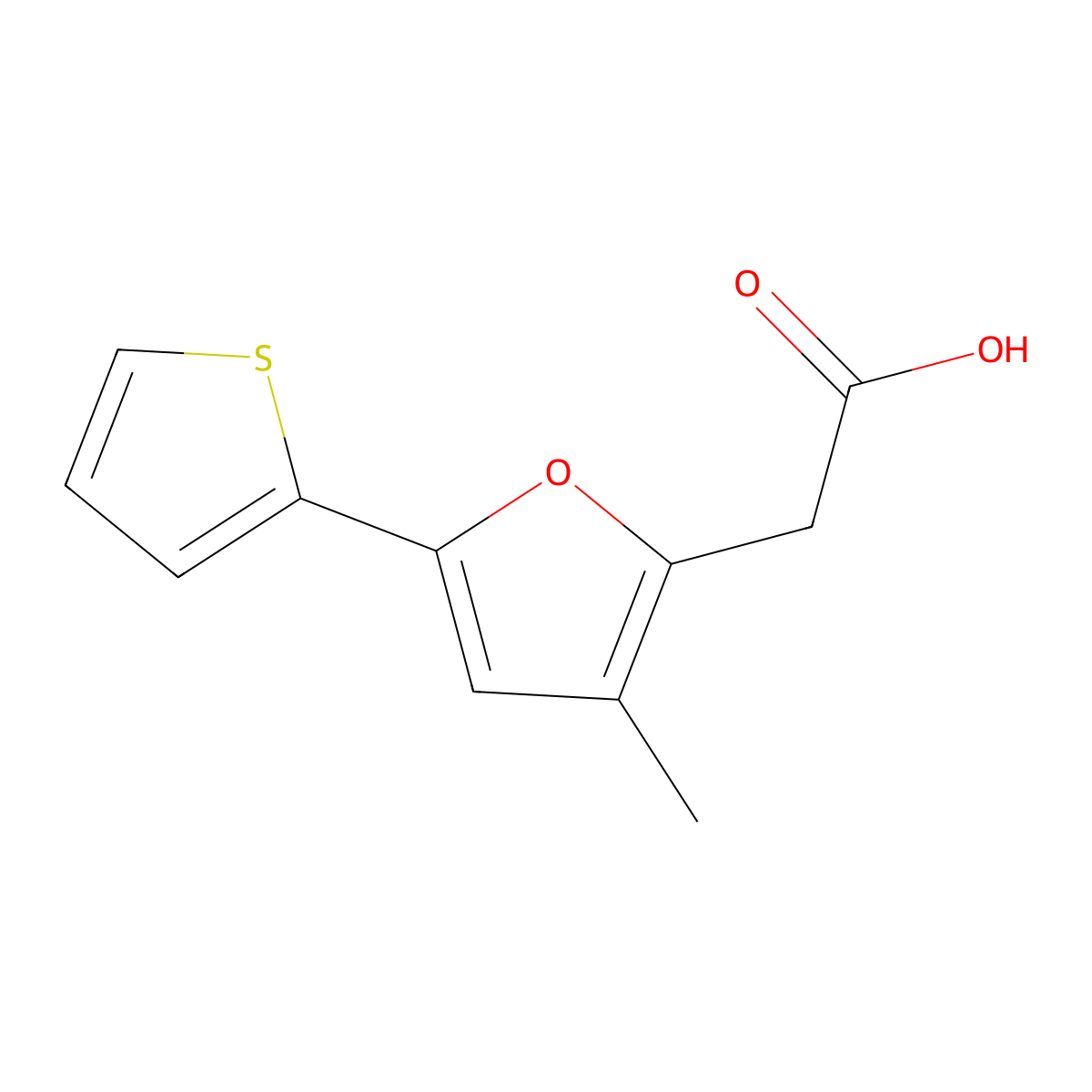 2-[3-Methyl-5-(thiophen-2-yl)furan-2-yl]acetic acid molecular structure, CAS 2059971-54-7