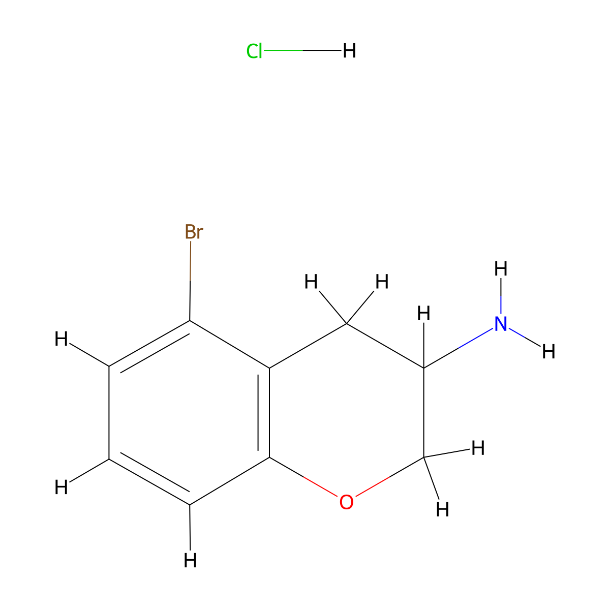 5-bromo-3,4-dihydro-2H-1-benzopyran-3-amine hydrochloride molecular structure, CAS 2059971-55-8