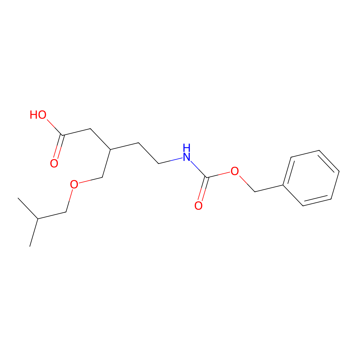 5-{[(Benzyloxy)carbonyl]amino}-3-[(2-methylpropoxy)methyl]pentanoic acid molecular structure, CAS 2059971-67-2