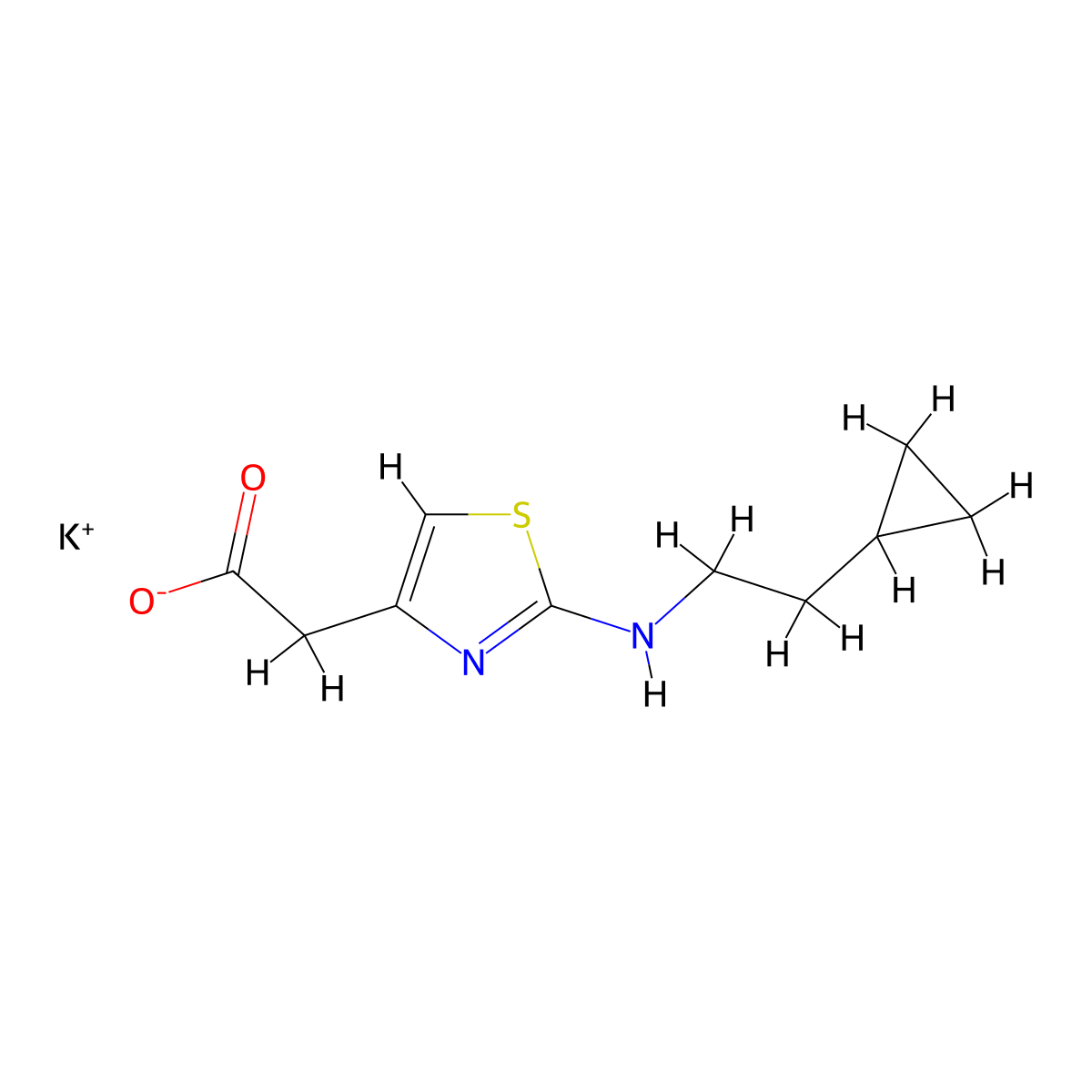 Potassium 2-{2-[(2-cyclopropylethyl)amino]-1,3-thiazol-4-yl}acetate molecular structure, CAS 2059971-70-7