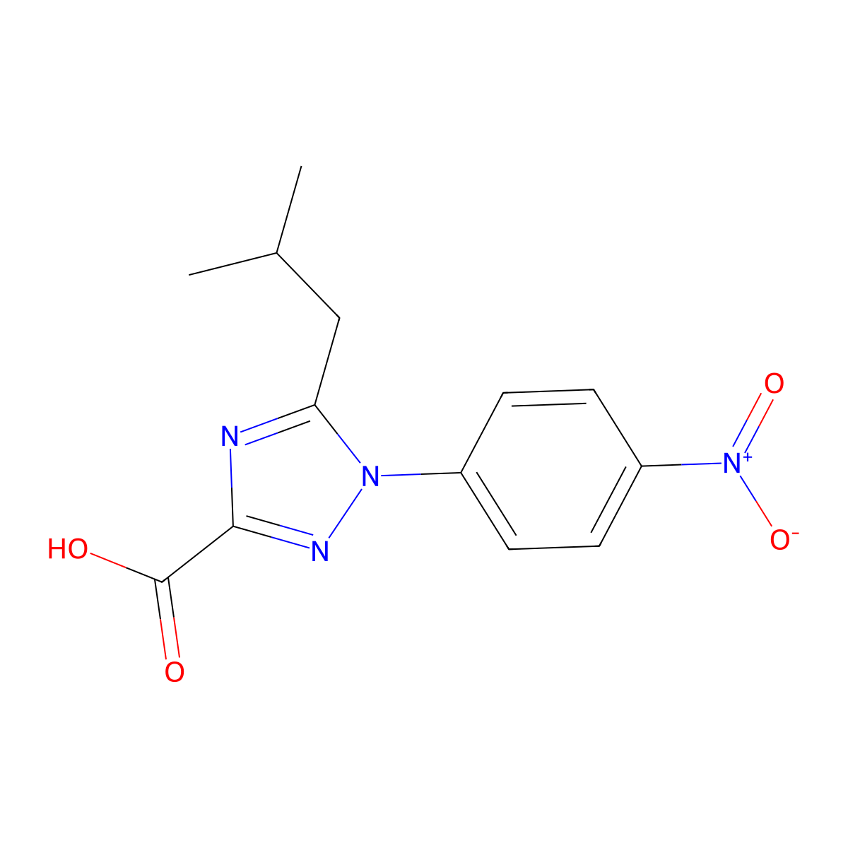 5-(2-Methylpropyl)-1-(4-nitrophenyl)-1H-1,2,4-triazole-3-carboxylic acid molecular structure, CAS 2059971-73-0
