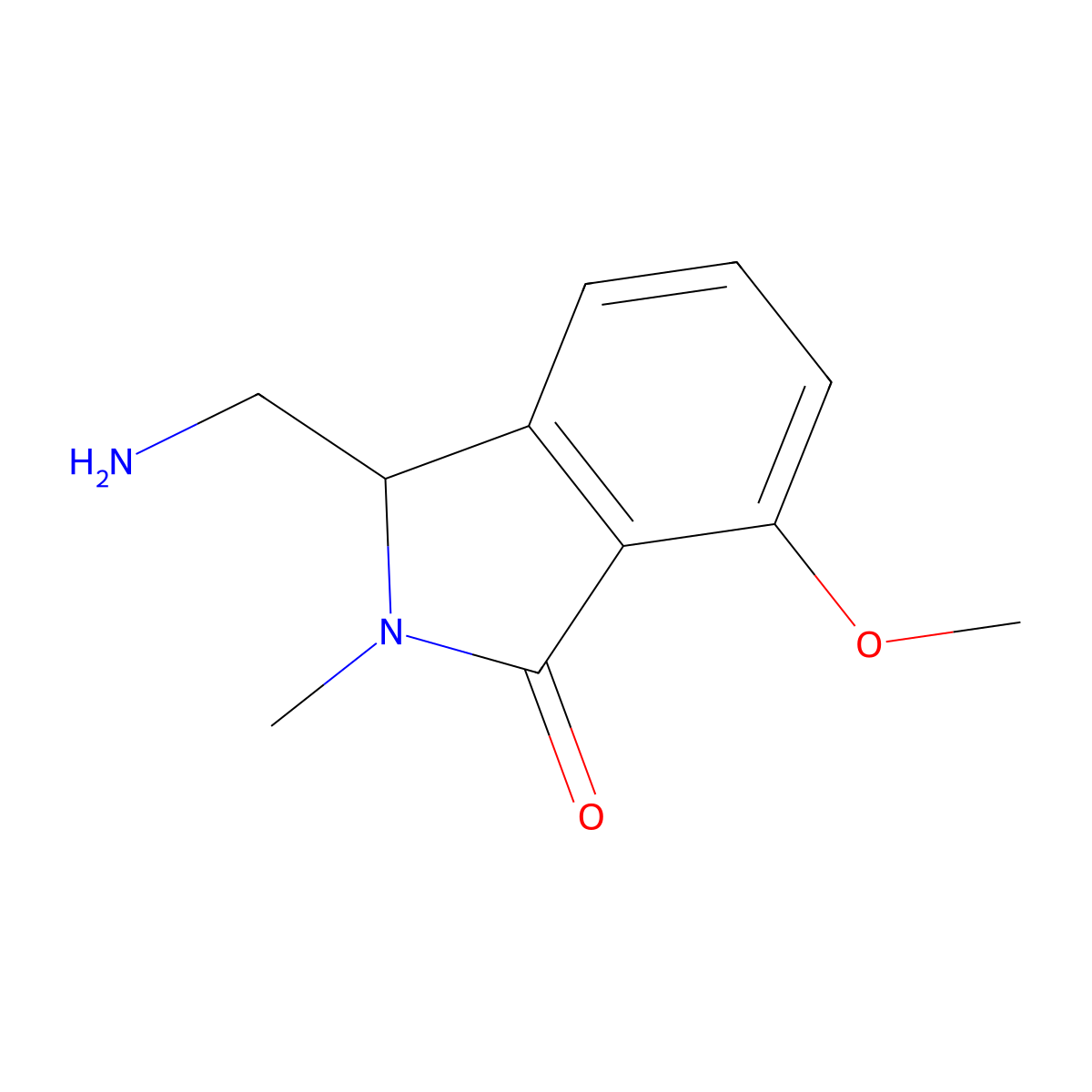 3-(Aminomethyl)-7-methoxy-2-methyl-2,3-dihydro-1H-isoindol-1-one molecular structure, CAS 2059971-75-2