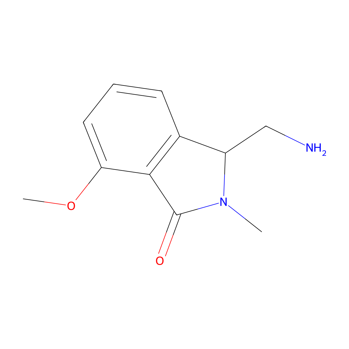 3-(Aminomethyl)-7-methoxy-2-methyl-2,3-dihydro-1H-isoindol-1-one molecular structure, CAS 2059971-75-2