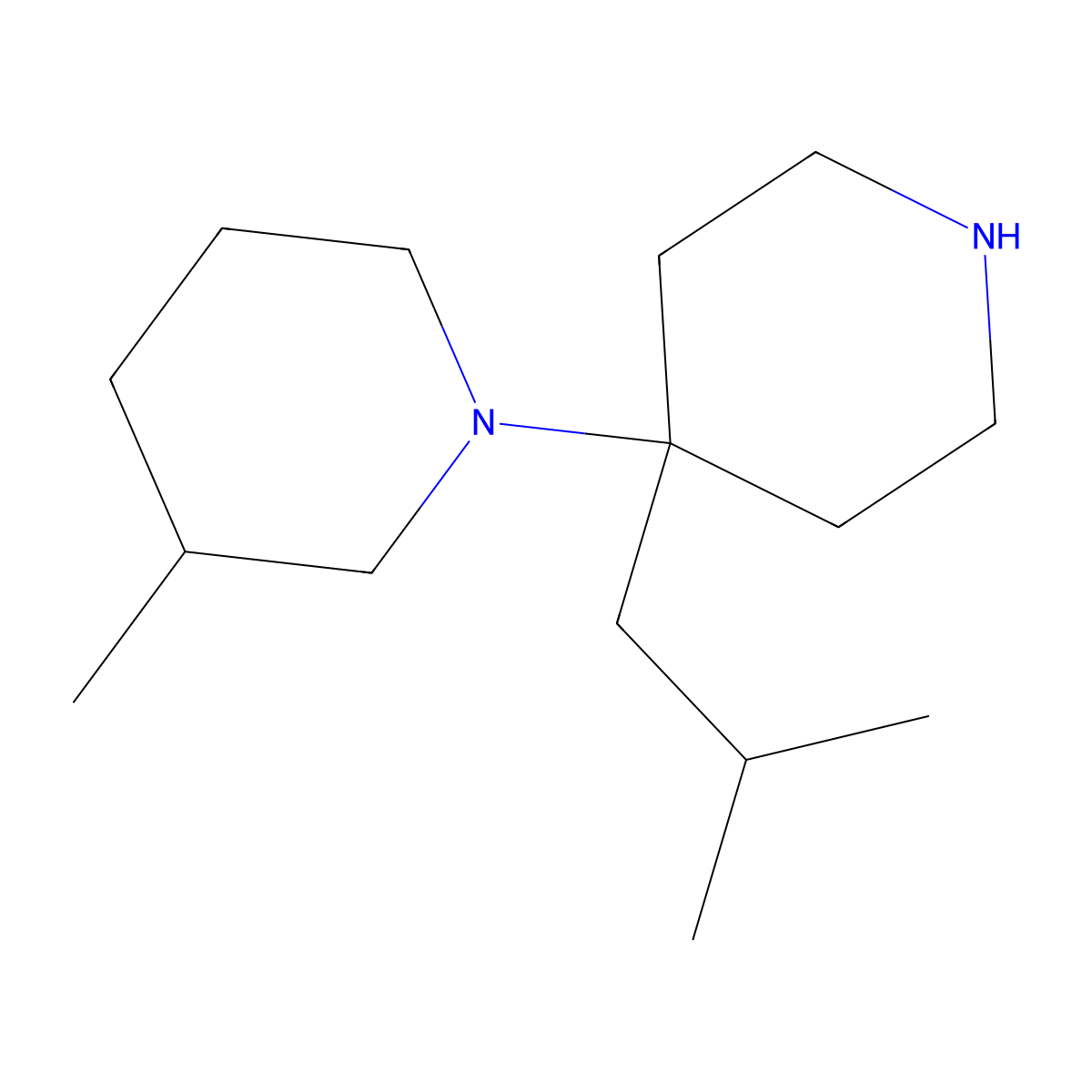 4-(3-Methylpiperidin-1-yl)-4-(2-methylpropyl)piperidine molecular structure, CAS 2059971-79-6