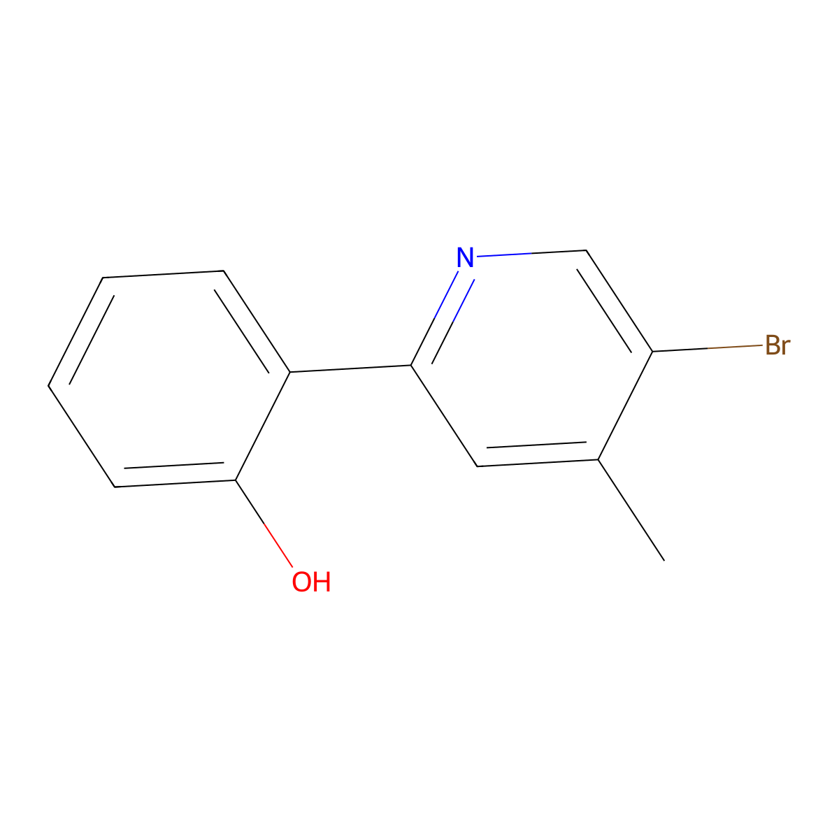 2-(5-Bromo-4-methylpyridin-2-yl)phenol molecular structure, CAS 2059971-99-0