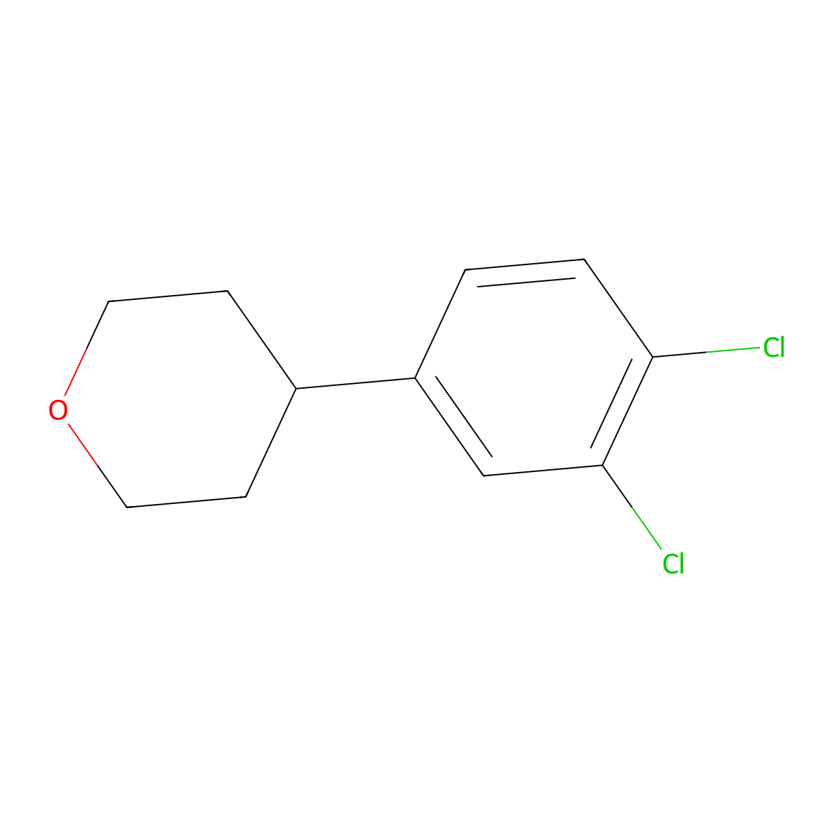 4-(3,4-Dichlorophenyl)oxane molecular structure, CAS 2059972-05-1