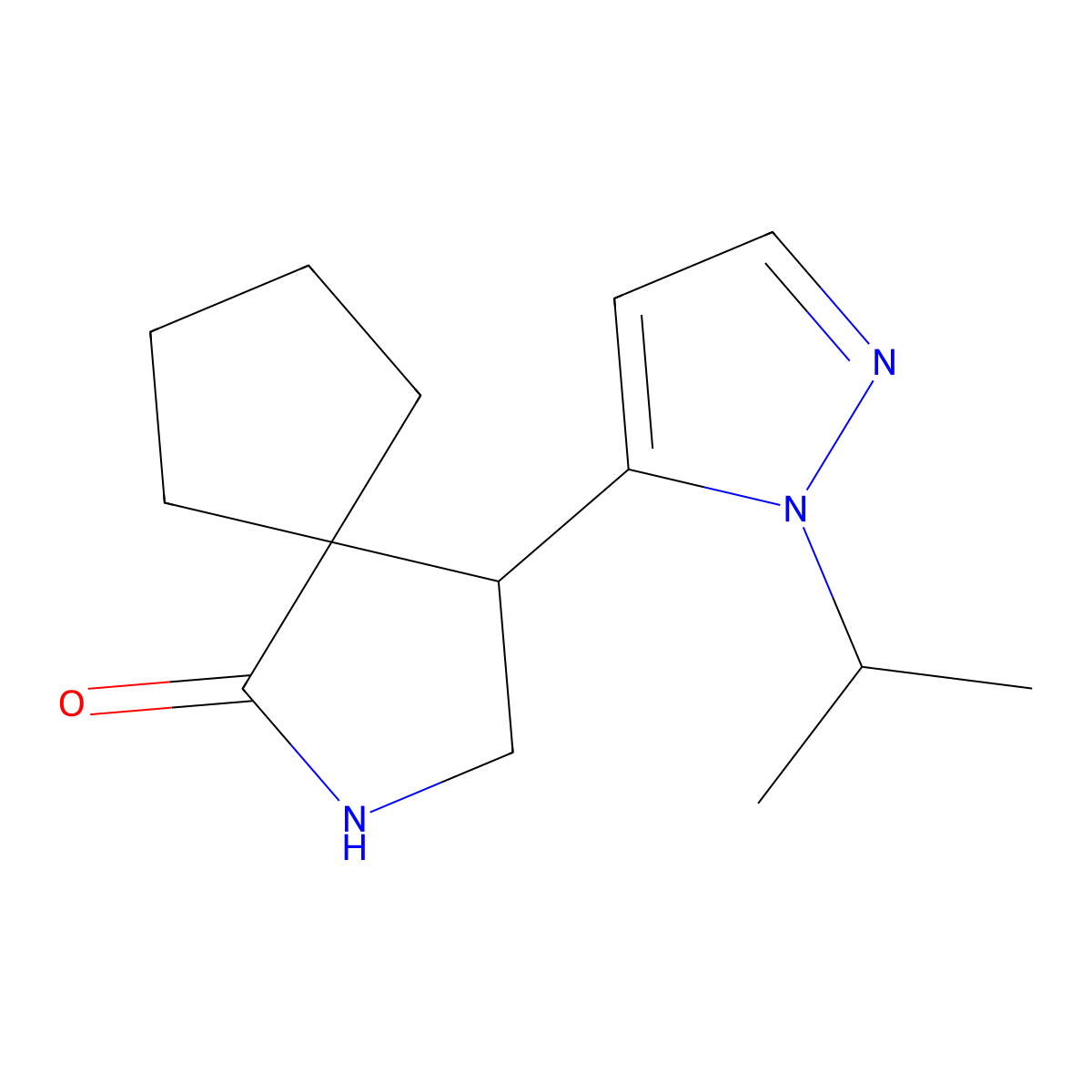 4-[1-(Propan-2-yl)-1H-pyrazol-5-yl]-2-azaspiro[4.4]nonan-1-one molecular structure, CAS 2059972-13-1