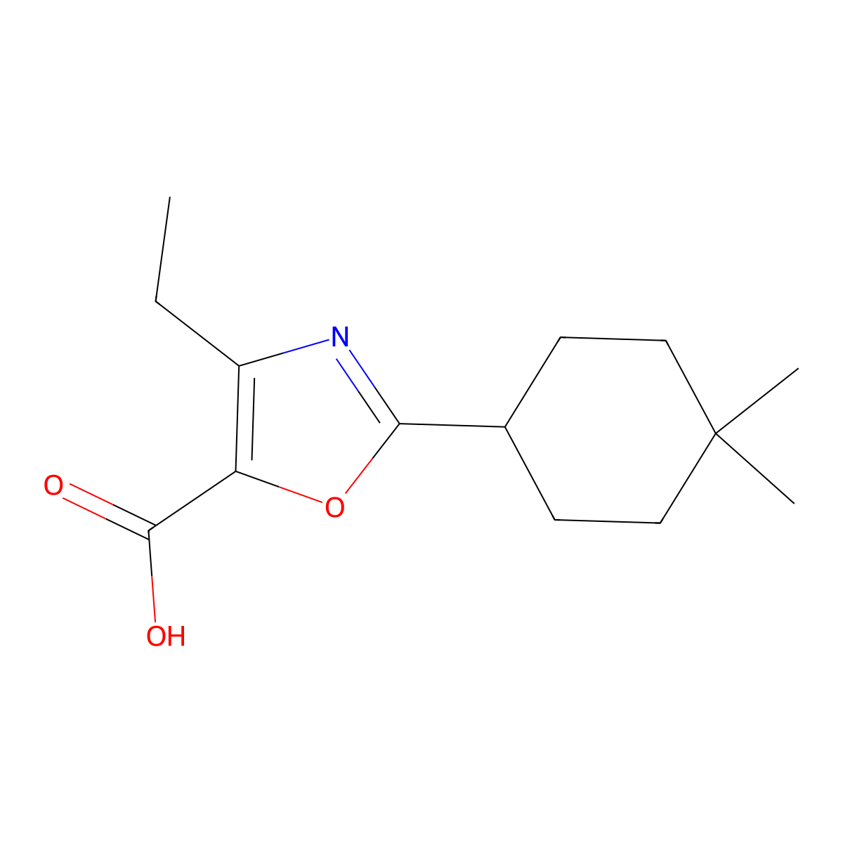 2-(4,4-Dimethylcyclohexyl)-4-ethyl-1,3-oxazole-5-carboxylic acid molecular structure, CAS 2059972-26-6