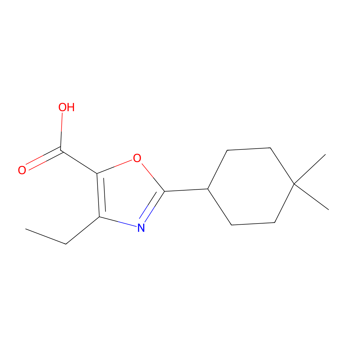 2-(4,4-Dimethylcyclohexyl)-4-ethyl-1,3-oxazole-5-carboxylic acid molecular structure, CAS 2059972-26-6