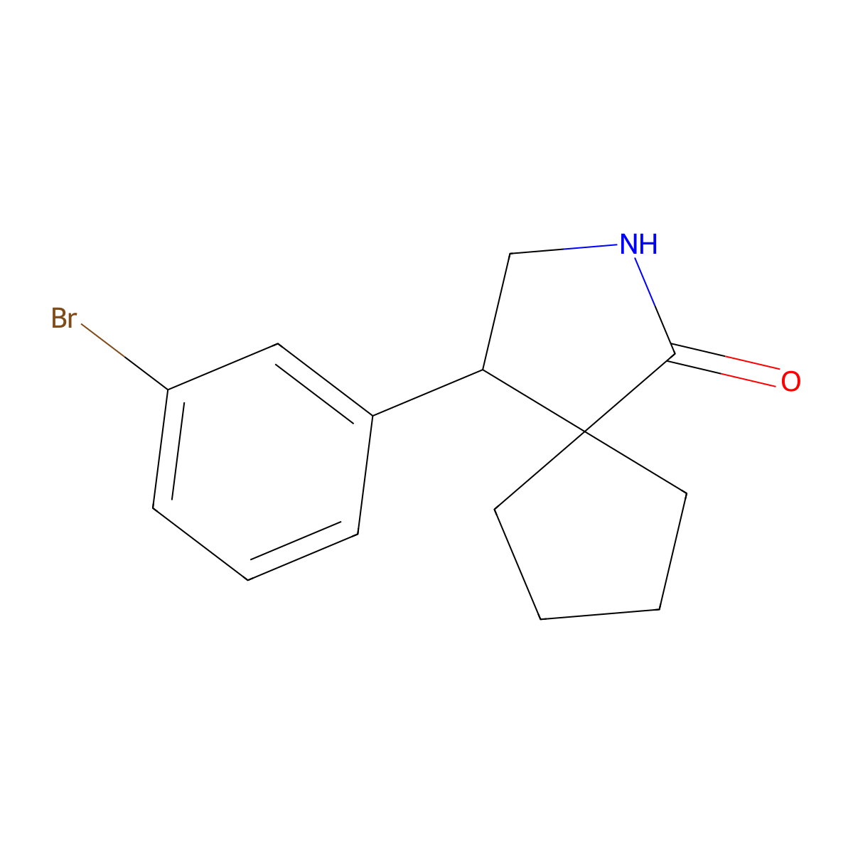 4-(3-Bromophenyl)-2-azaspiro[4.4]nonan-1-one molecular structure, CAS 2059972-29-9