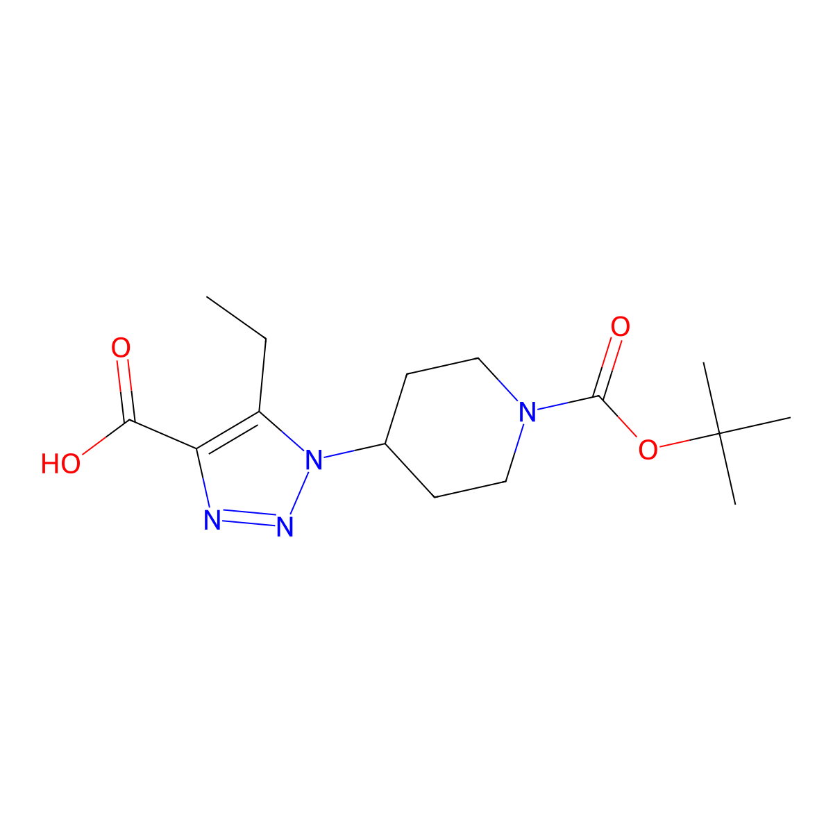 1-{1-[(tert-butoxy)carbonyl]piperidin-4-yl}-5-ethyl-1H-1,2,3-triazole-4-carboxylic acid molecular structure, CAS 2059974-28-4