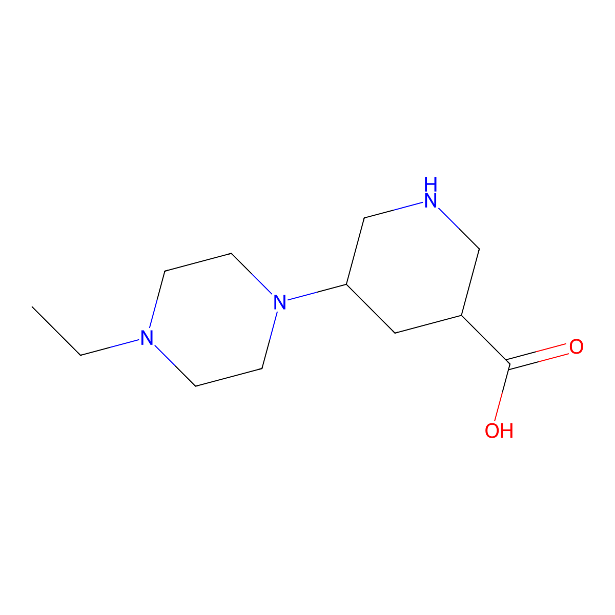 5-(4-Ethylpiperazin-1-yl)piperidine-3-carboxylic acid molecular structure, CAS 2059974-30-8