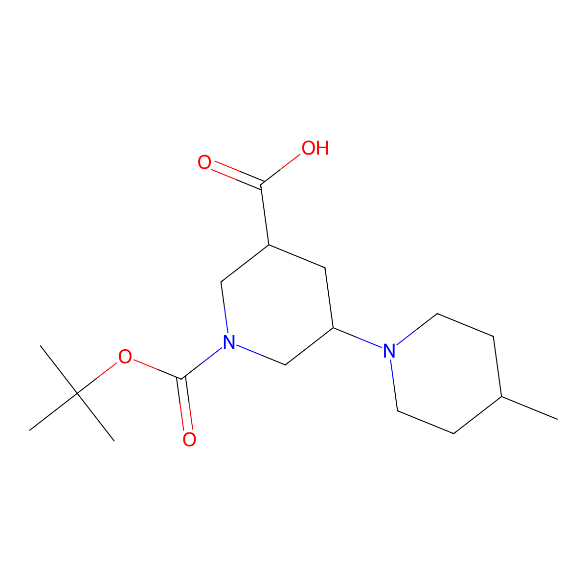 1-[(tert-Butoxy)carbonyl]-5-(4-methylpiperidin-1-yl)piperidine-3-carboxylic acid molecular structure, CAS 2059974-34-2