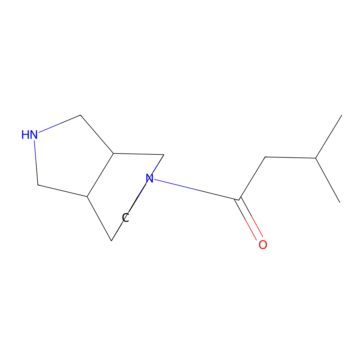 1-{4,8-Diazatricyclo[5.2.2.0,2,6]undecan-8-yl}-3-methylbutan-1-one molecular structure, CAS 2059974-47-7