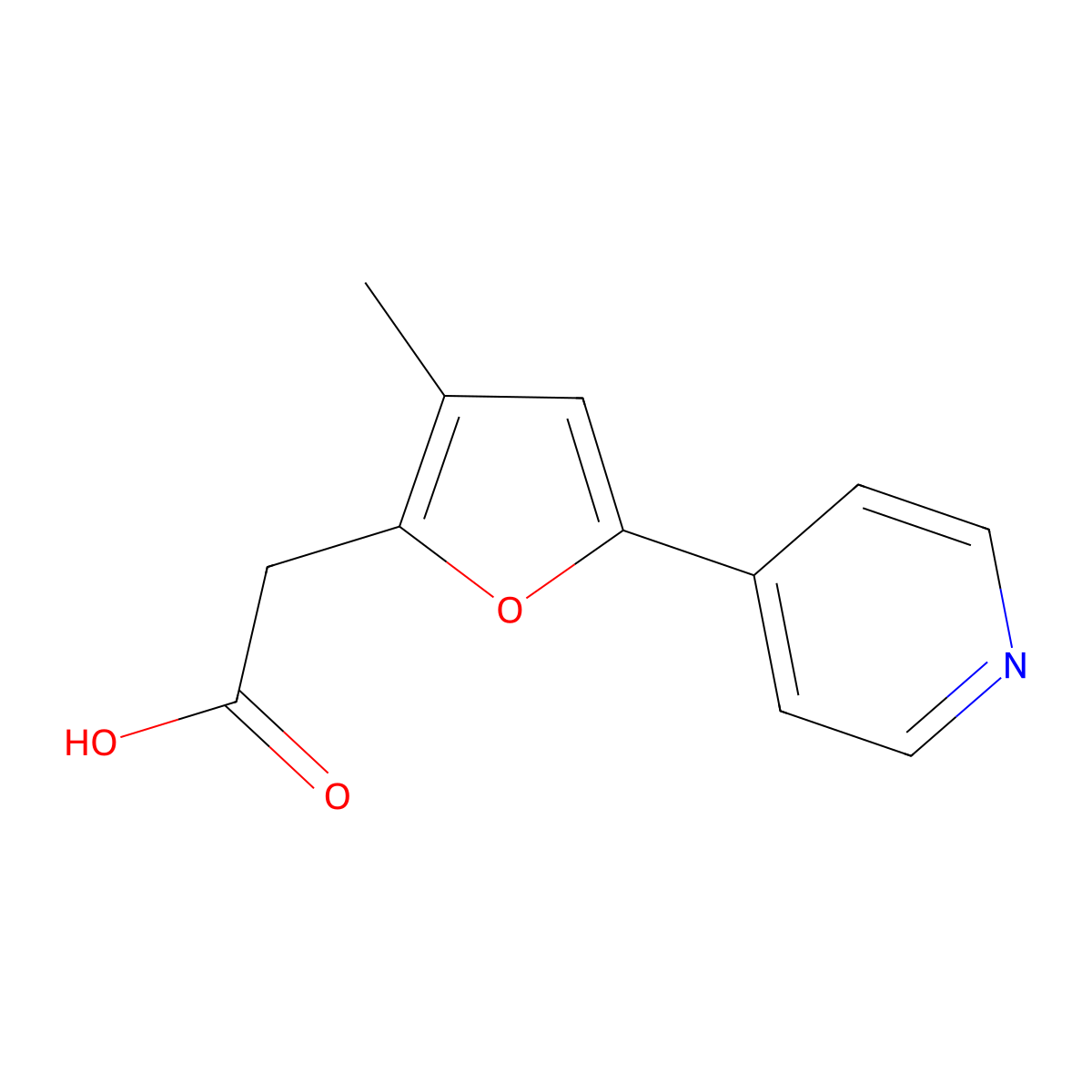 2-[3-Methyl-5-(pyridin-4-yl)furan-2-yl]acetic acid molecular structure, CAS 2059974-56-8