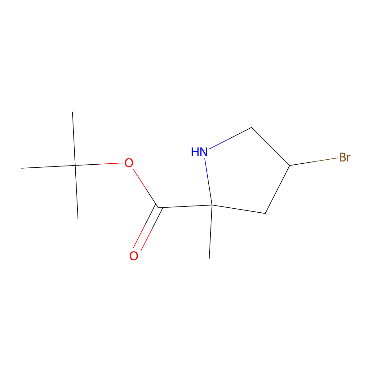 tert-Butyl 4-bromo-2-methylpyrrolidine-2-carboxylate molecular structure, CAS 2059974-61-5