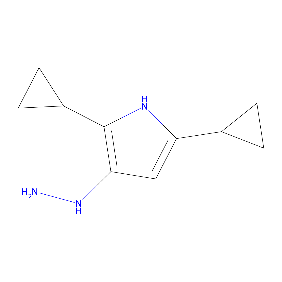 2,5-Dicyclopropyl-3-hydrazinyl-1H-pyrrole molecular structure, CAS 2059974-62-6