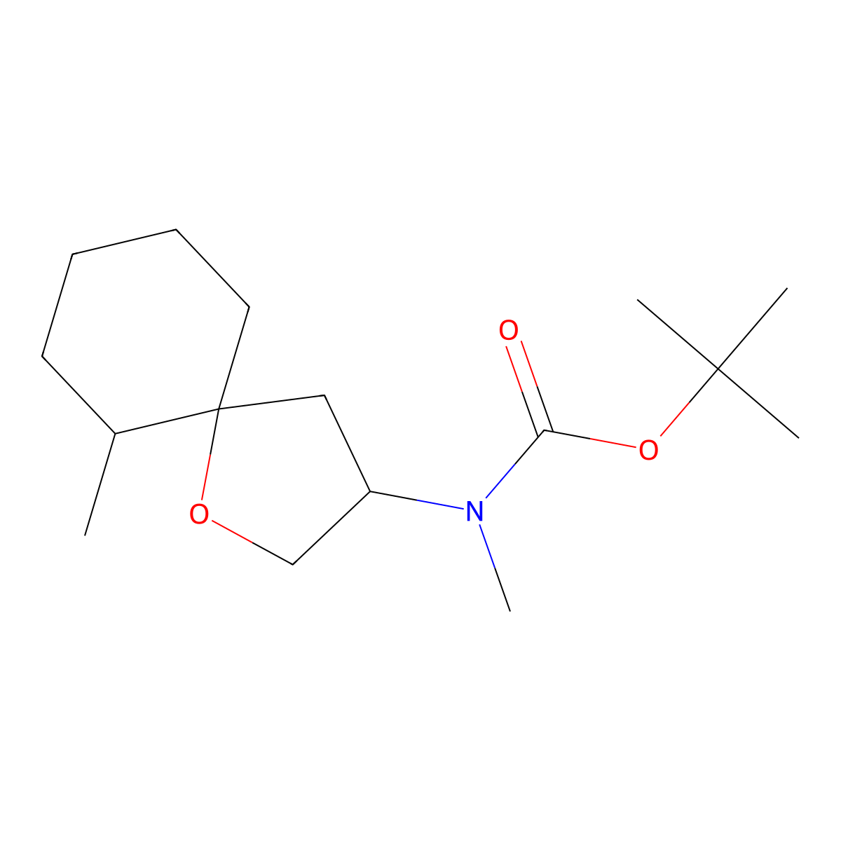 tert-Butyl N-methyl-N-{6-methyl-1-oxaspiro[4.5]decan-3-yl}carbamate molecular structure, CAS 2059974-73-9