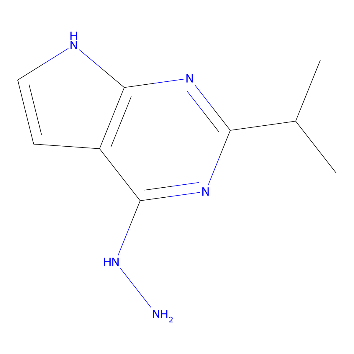 4-Hydrazinyl-2-(propan-2-yl)-7H-pyrrolo[2,3-d]pyrimidine molecular structure, CAS 2059974-76-2