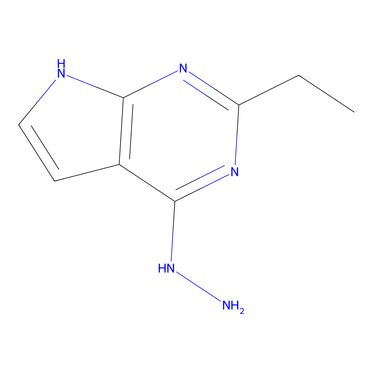 2-Ethyl-4-hydrazinyl-7H-pyrrolo[2,3-d]pyrimidine molecular structure, CAS 2059974-80-8