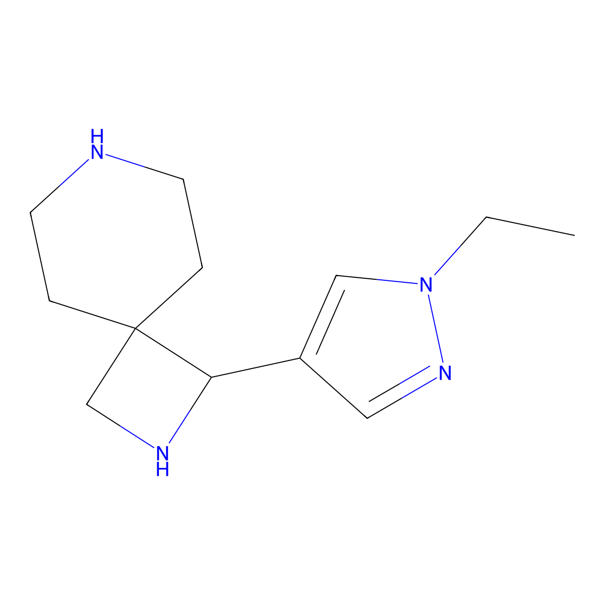 1-(1-Ethyl-1H-pyrazol-4-yl)-2,7-diazaspiro[3.5]nonane molecular structure, CAS 2059974-85-3