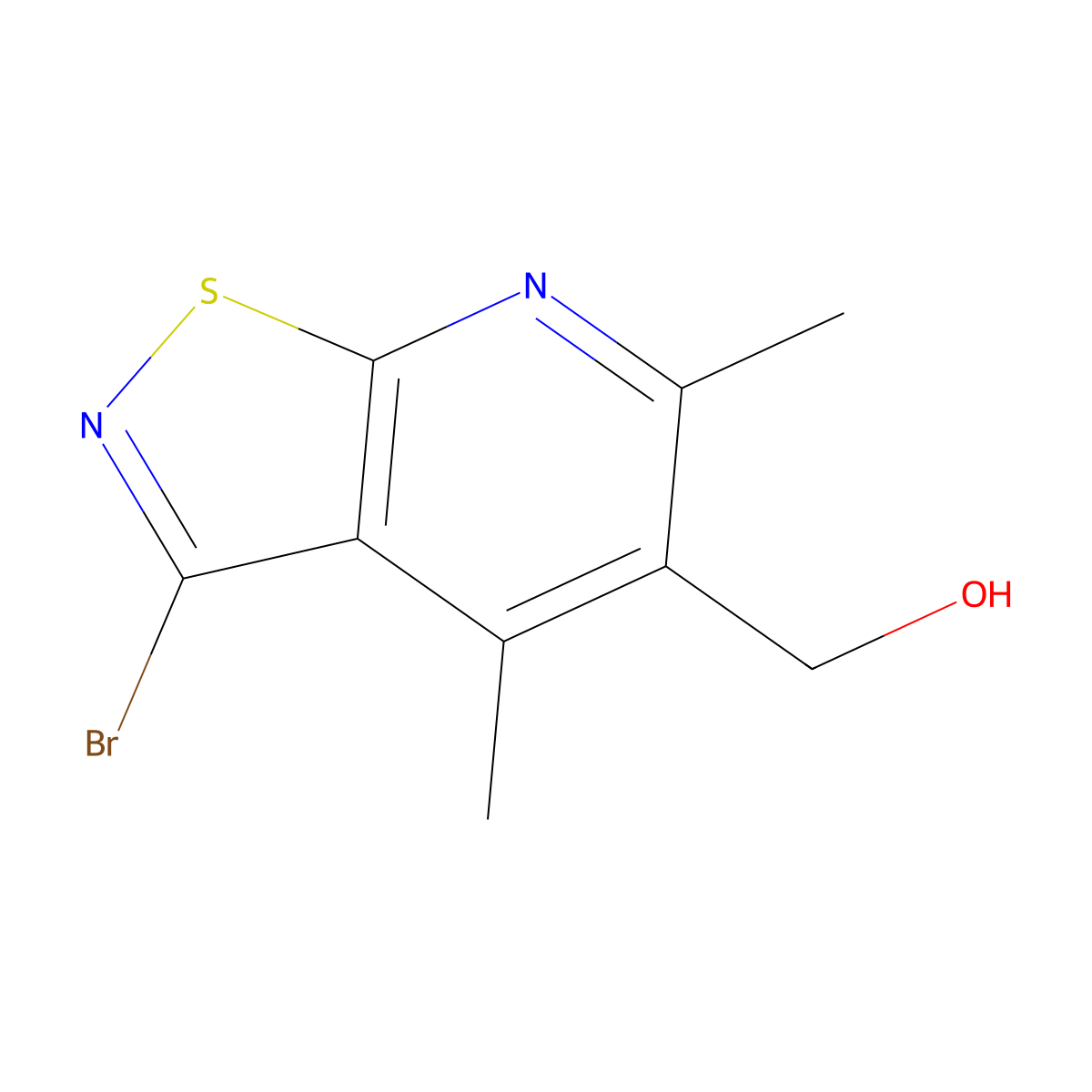 {3-Bromo-4,6-dimethyl-[1,2]thiazolo[5,4-b]pyridin-5-yl}methanol molecular structure, CAS 2059974-87-5