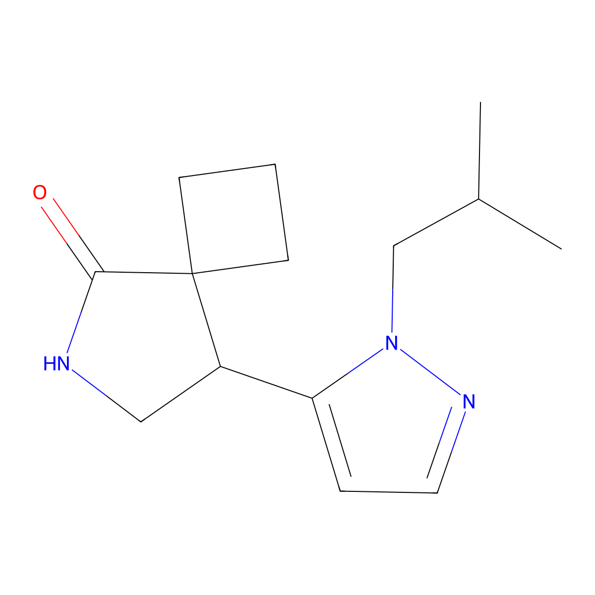 8-[1-(2-Methylpropyl)-1H-pyrazol-5-yl]-6-azaspiro[3.4]octan-5-one molecular structure, CAS 2059974-96-6