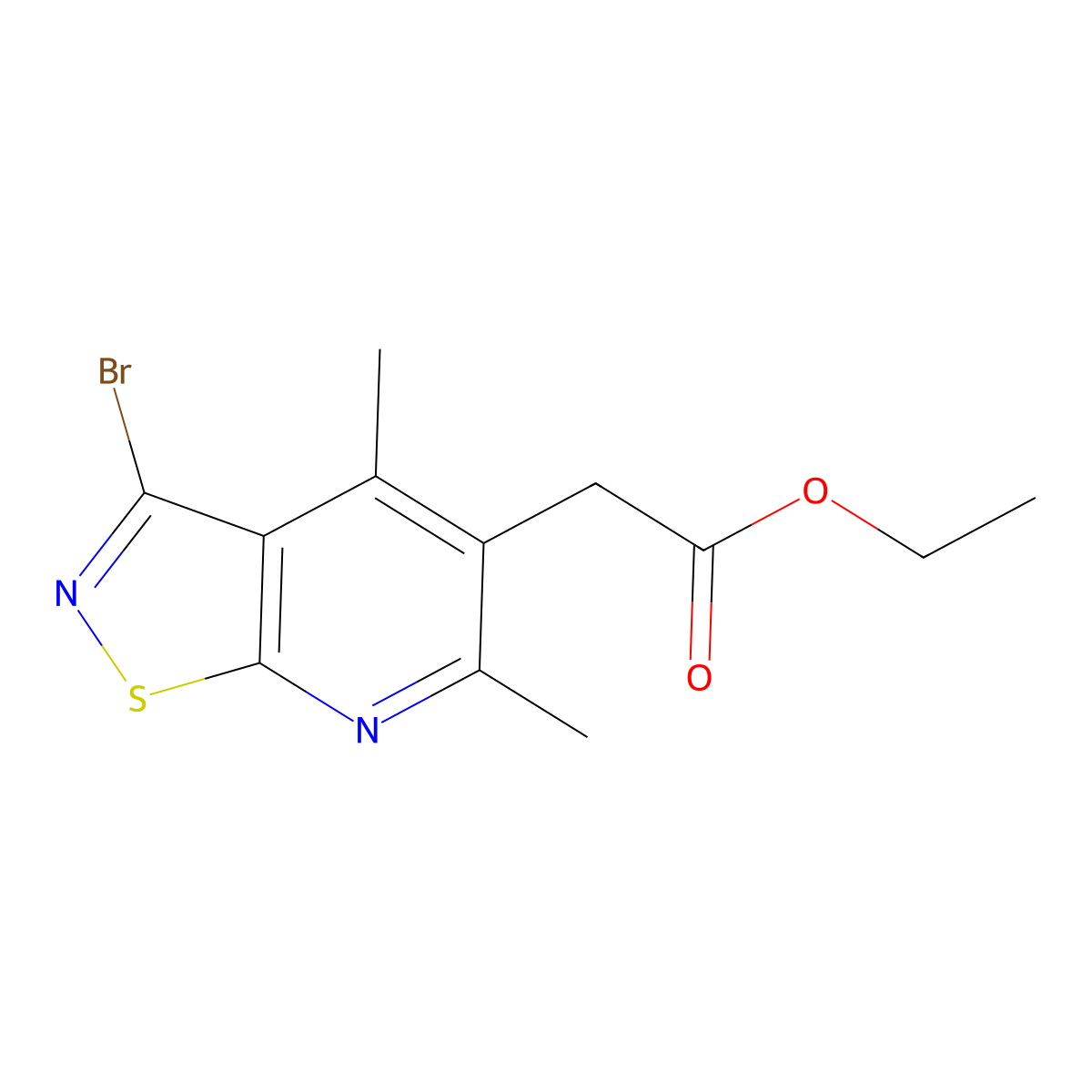 Ethyl 2-{3-bromo-4,6-dimethyl-[1,2]thiazolo[5,4-b]pyridin-5-yl}acetate molecular structure, CAS 2059974-99-9
