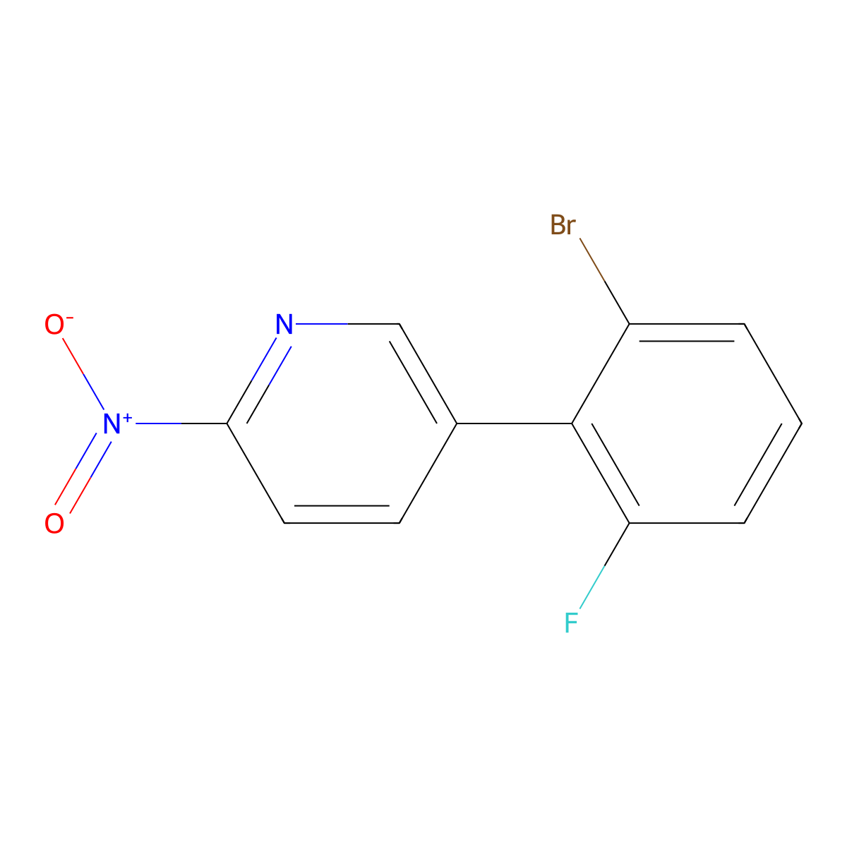 5-(2-Bromo-6-fluorophenyl)-2-nitropyridine molecular structure, CAS 2059975-04-9