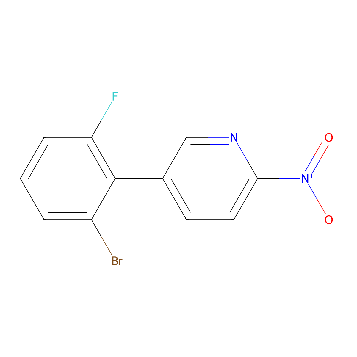 5-(2-Bromo-6-fluorophenyl)-2-nitropyridine molecular structure, CAS 2059975-04-9